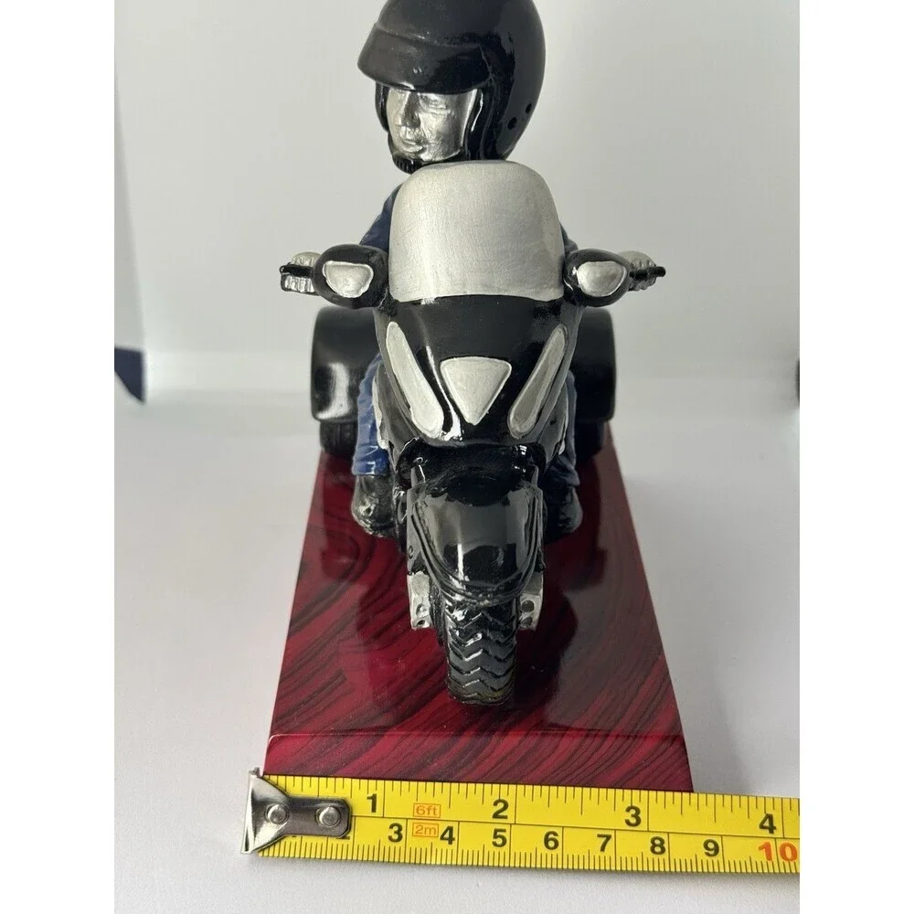 Motorcycle Trike Bobblehead Figurine Rider In Blue Suit On Red Base